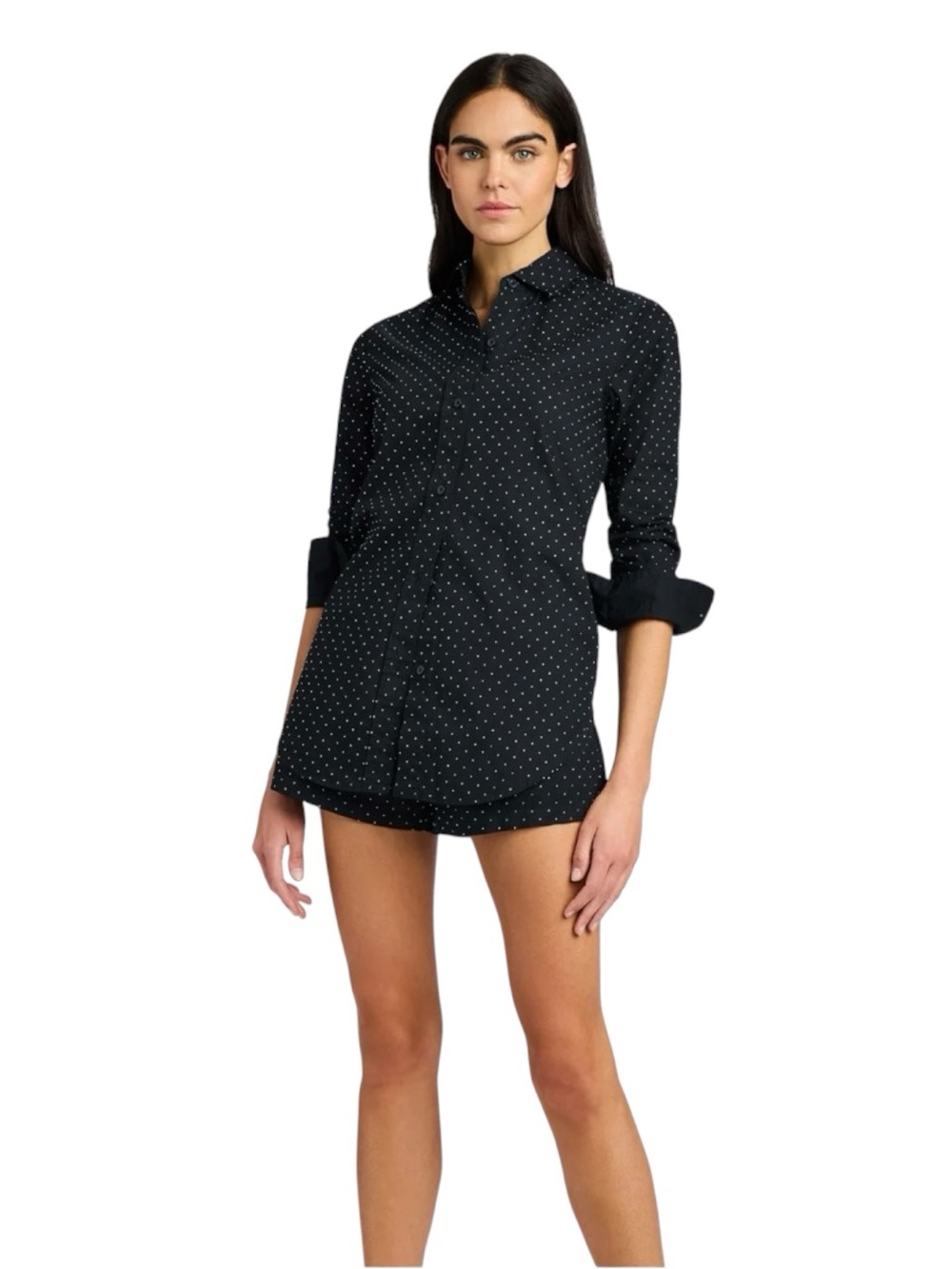 Generation Love Marc Crystal Rhinestone Button Down Shirt Black M NWT